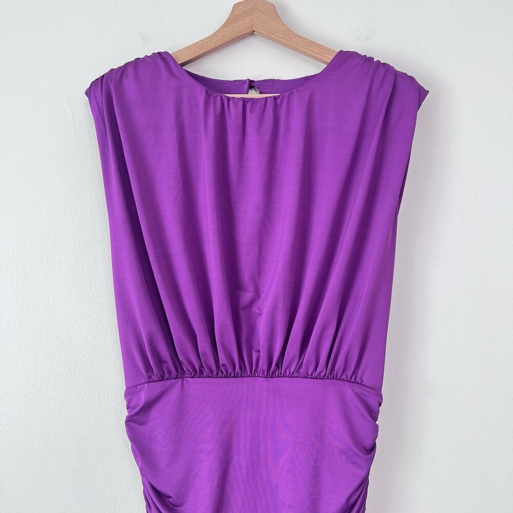Veronica Beard Bora Dress 8 Dark Violet Ruched Sleeveless Bodycon Mini NWT $448 - Picture 4 of 14